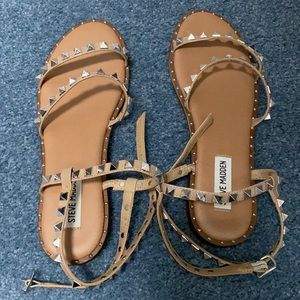 Steve Madden Travel Tan Studded Sandals